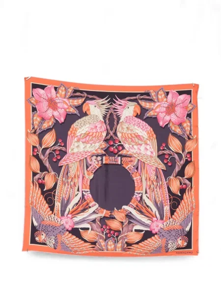 Fular Ferragamo cu imagine cu imprimeu animal print portocaliu