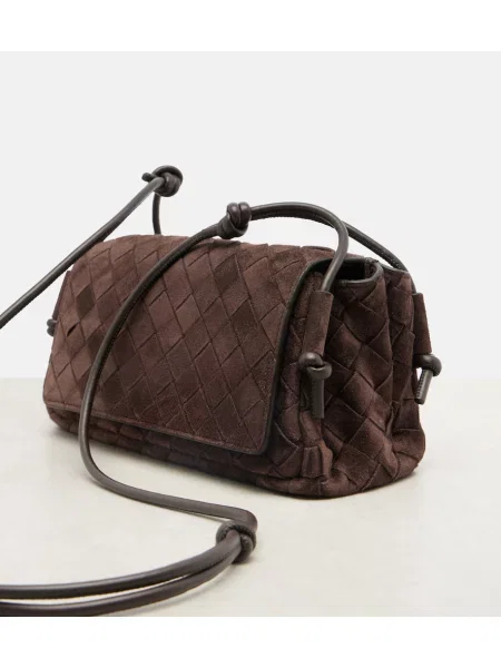 Crossbody torbica Bottega Veneta iz semiša rjava