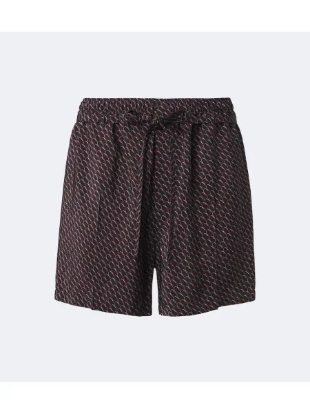 Pantaloni scurți Saint Laurent de mătase cu imagine negru