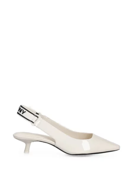Pantofi cu toc Dkny slingback cu bretele cu autograf alb