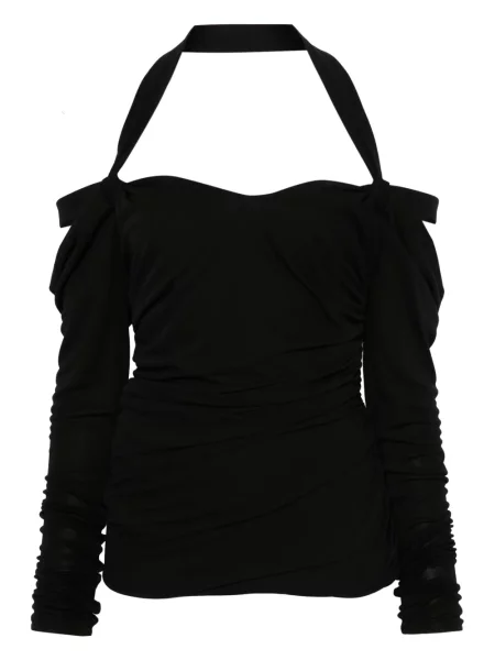 Rochie maxi The Attico cu gât halter lungă de costum negru