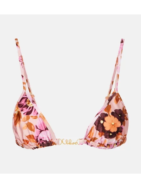 Bikini Chloé cu model floral roz