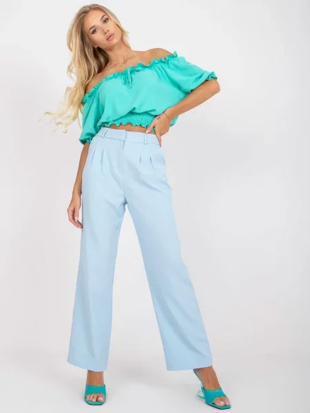 Pantaloni Fashionhunters de costum albastru