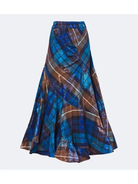 Fusta maxi Vivienne Westwood în carouri albastru
