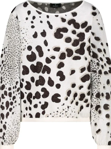 Monari Pulover bej / maro închis alb