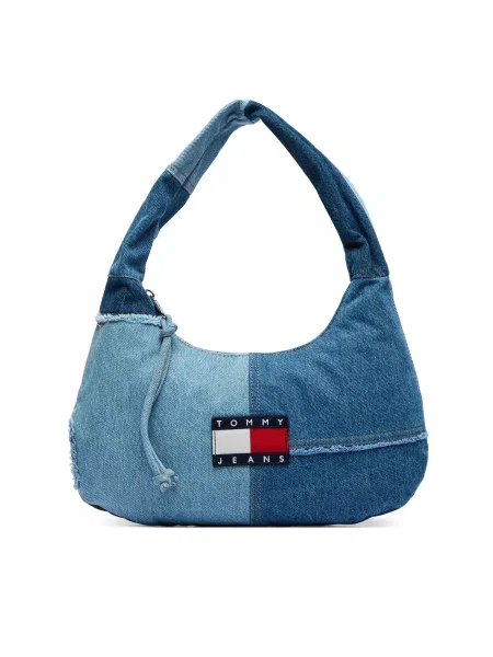 Tommy Jeans Geantă Tjw Denim Patchwork Shoulder Bag albastru