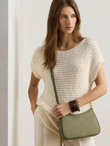 Кожаная сумка хобо Lauren Ralph Lauren