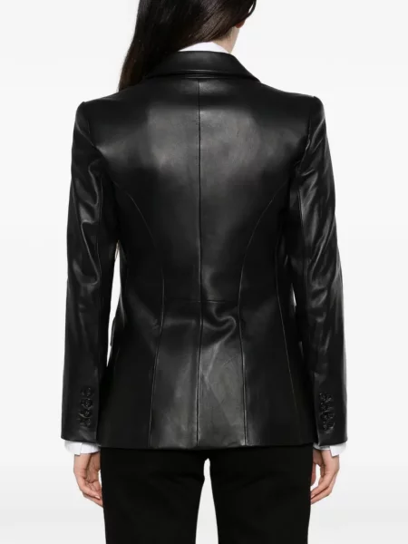 Двуредно кожено яке Emporio Armani черно