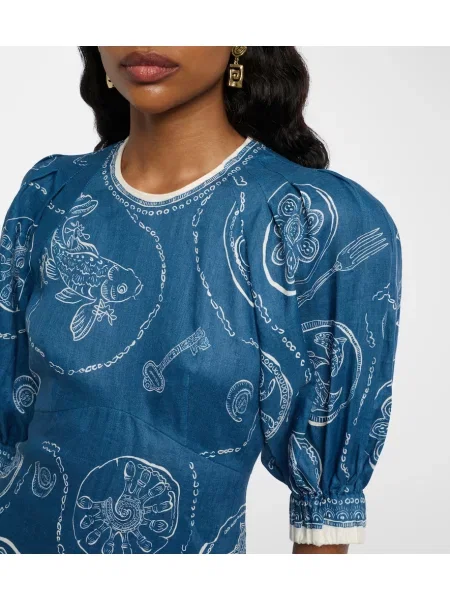 Rochie midi Alemais de in cu imagine albastru