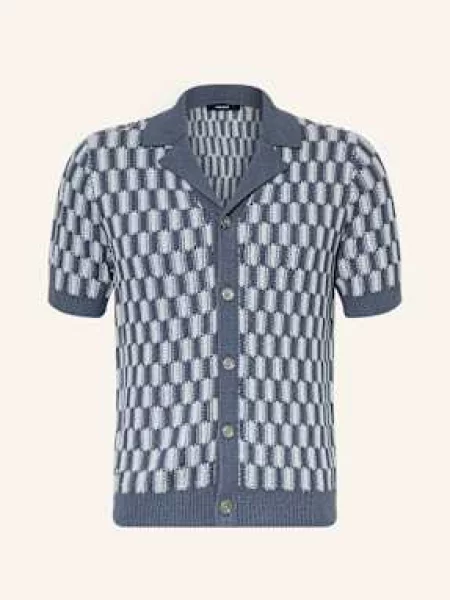 Reiss Úpletová Košile Robbie Regular Fit černošedá/ tmavě modrá