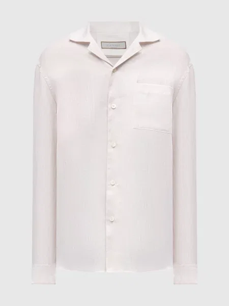 Сорочка з льону у візерунок Canali бежева