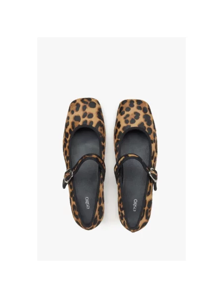 Ворсисті балетки з леопардовим принтом Estro коричневі