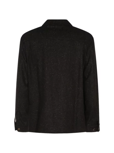 Geacă cămașă Eleventy cu model herringbone negru