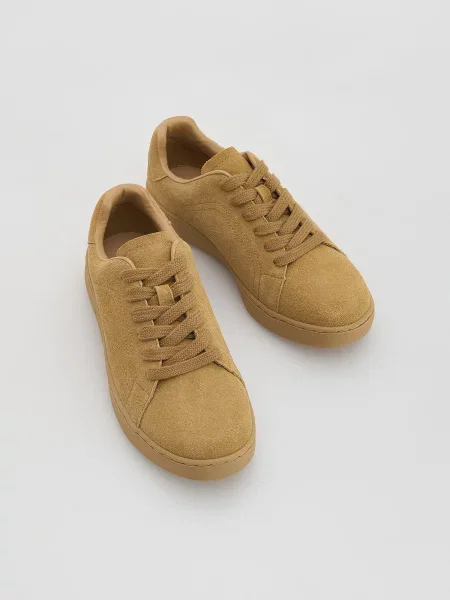 Кожаные кеды Reserved бежевые