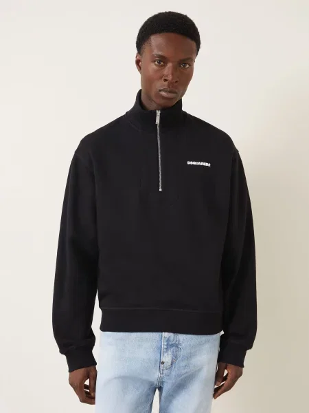 Bluza Dresowa Typu Troyer schwarz czarna