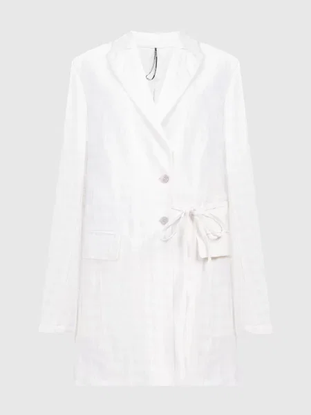 Бежевий жакет в клітинку з розрізом Masnada білий