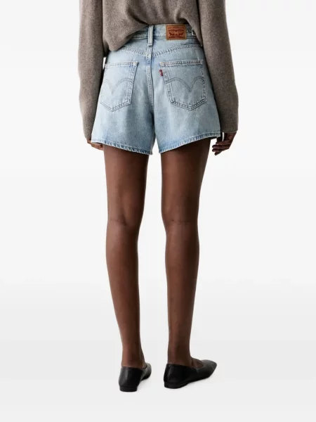 Decupat pantaloni scurți din denim Levi's® zdrențuiți cu talie înaltă albastru
