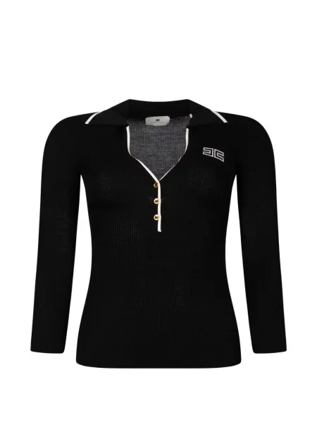 Pulover Elisabetta Franchi cu broderie negru