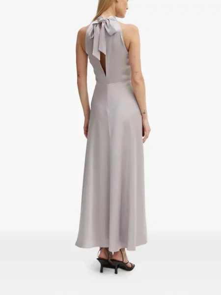 Rochie Samsøe Samsøe cu funde cu gât halter de costum gri