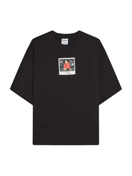 Bershka Tričko EMINEM oranžově červená melír / offwhite černá