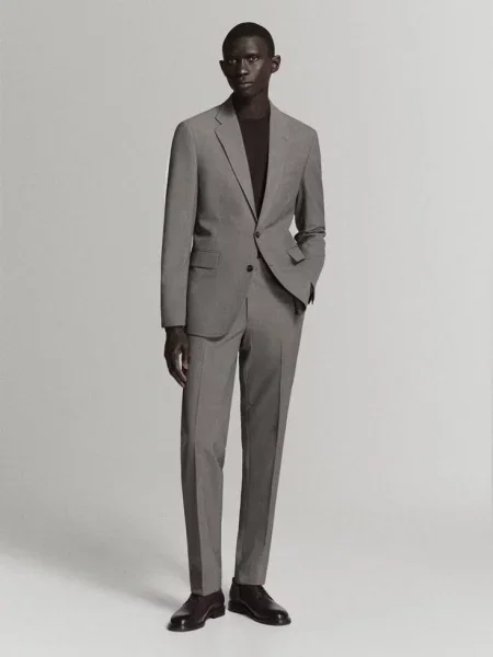 Marynarka garniturowa Milan slim fit Mężczyzna 48 MANGO MAN brązowy