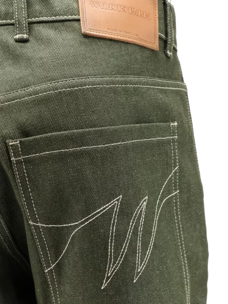Pantaloni Walk In Paris cu broderie verde