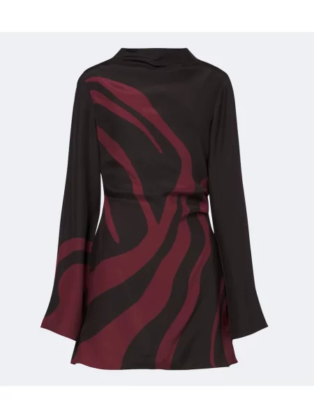 Rochie Sir din satin cu imagine maro