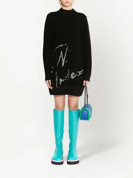 Megztas suknele Jw Anderson su blizgučiais juoda