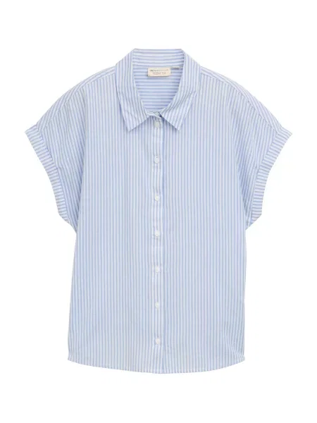 TOM TAILOR DENIM Bluză albastru porumbel alb