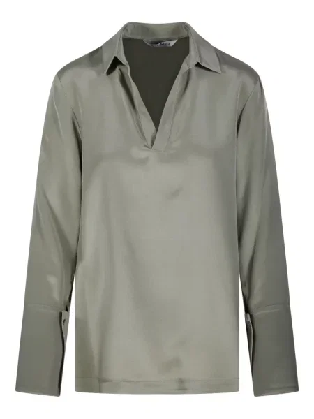 Bluză Max Mara cu decolteu în V lungă verde