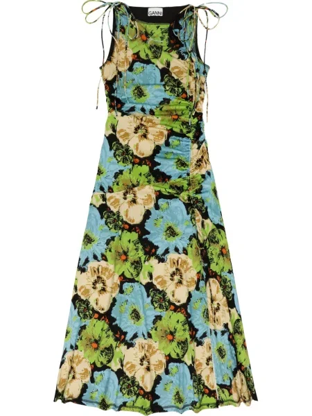 Rochie Ganni cu model floral cu imagine de costum verde