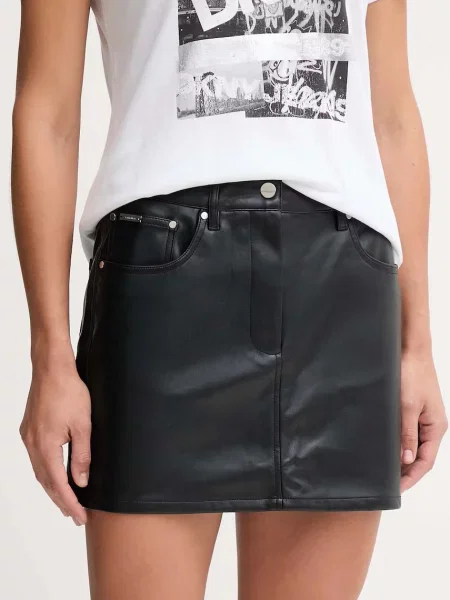 Calvin Klein Jeans spódnica mini prosta czarny
