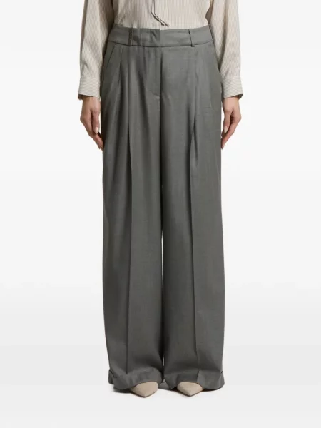 Pantaloni Peserico din țesătură twill gri