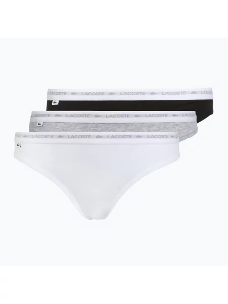 Chiloți pentru femei Lacoste 3 perechi black/white/silver chine alb
