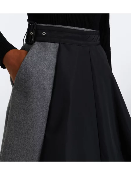 Fustă midi Sacai de lână negru
