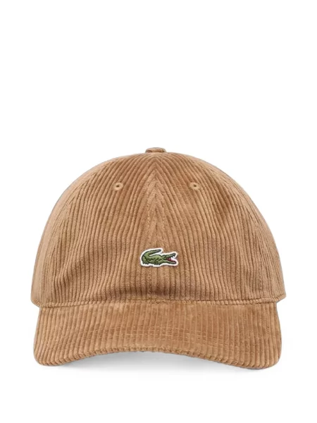 Șapcă Lacoste de catifea cord cu autograf maro