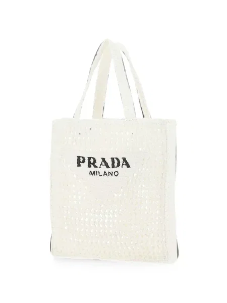 Geantă shopper Prada cu autograf alb