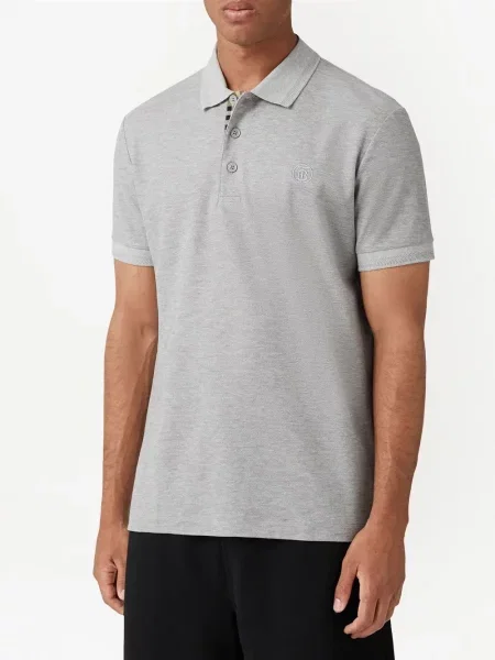 Tricou polo Burberry cu broderie gri
