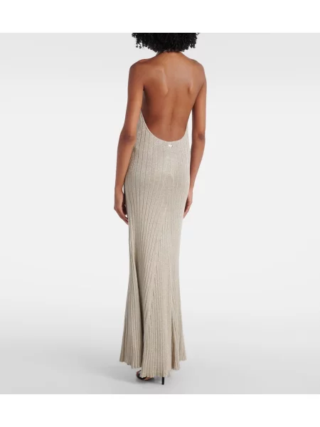 Rochie Tom Ford tricotate cu gât halter argintiu