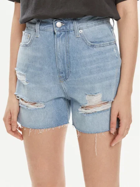 Calvin Klein Jeans Pantaloni scurți de blugi Mom Fit albastru