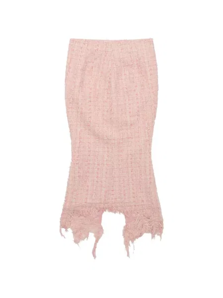 Spódnica midi Matières Fécales z frędzli z rozcieciem różowa