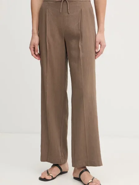 Marella pantaloni pentru femei cu vâscoză MLMALLORO maro