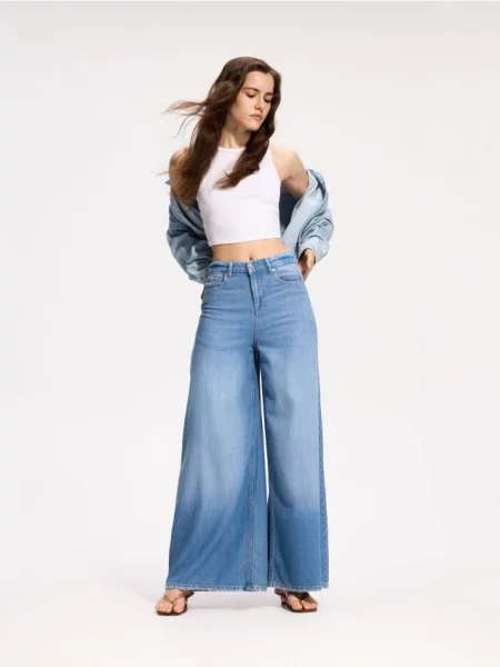 Reserved Blugi wide leg albastru