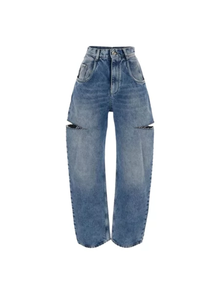 Proste jeansy Maison Margiela z dziurami niebieskie