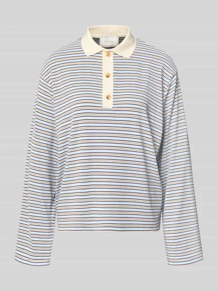 Koszulka polo o kroju relaxed fit z długimi rękawami Neo Noir niebieska