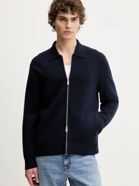 Вълнена жилетка Theory тъмносиньо