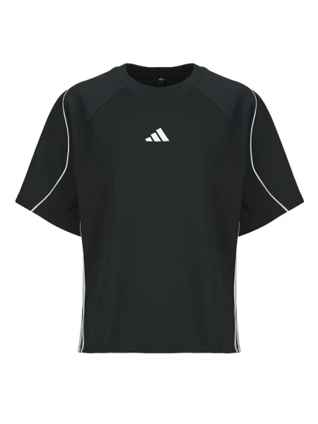 Majica Adidas s črtami s kratkimi rokavi črna