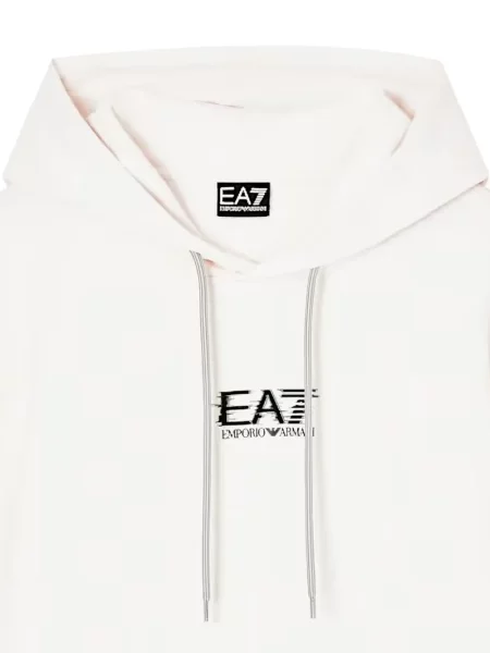 Raštuotas su raišteliu džemperis su gobtuvu Ea7 Emporio Armani balta