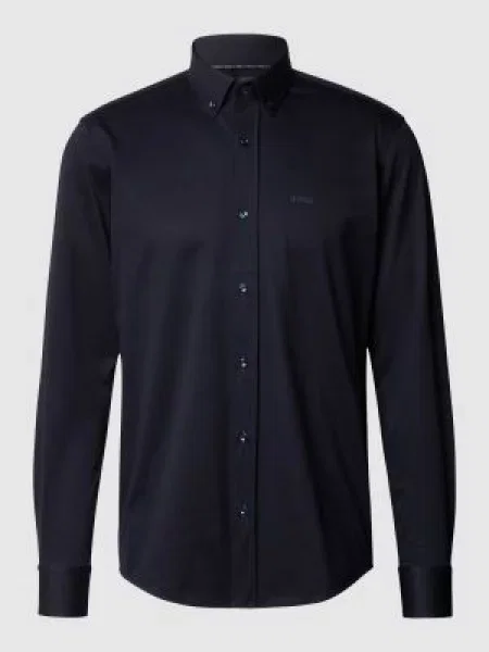 Koszula biznesowa o kroju regular fit z mieszanki bawełny Boss granatowa
