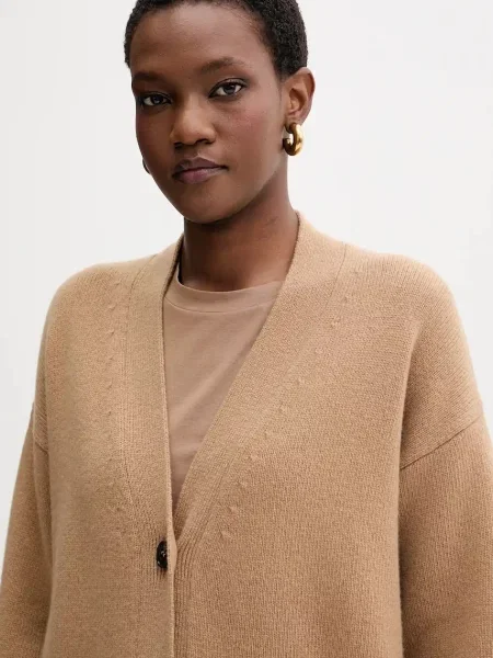 Шерстяной легкий кардиган Weekend Max Mara бежевый